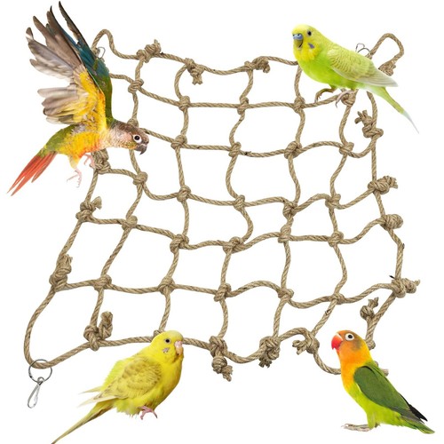 Tfwadmx Natural Bird Rope Net, Large Size - 24''X24'' Parrot Swing ...