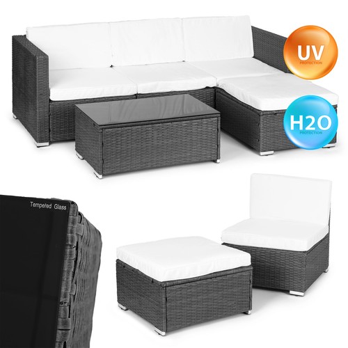 Garden furniture set in technorattan corner modular table grey MultiGarden