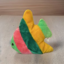 Rare Vintage Rainbow Fish Plush Stuffed Animal Wondertreats Pink Green Hanging