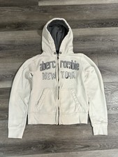 Abercrombie Fitch Spellout Logo Zip Up Hoodie Thermal Hood - Women s Large