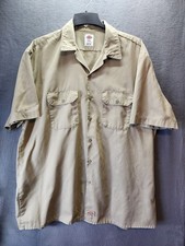 Dickies Button-Up Shirt Mens Size 2XL Tan/Khaki Short Sleeve Work Wear