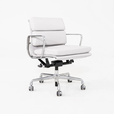 2020s Herman Miller Eames Soft Pad Management Desk Chair in Light Grey Leather