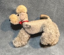 STEIFF Snobby Poodle Dog Jointed Limb Collar Mohair 3" Vintage 1960s Missing Leg