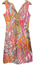 Lilly Pulitzer Pink Gold Beach Wedding Janice Shift Scuba To Cuba dress ladies 4
