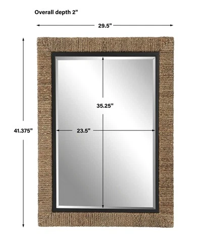 Uttermost 09853 Island 30" W x 41" H Rectangular Framed Bathroom - Natural Wood - Picture 2 of 7