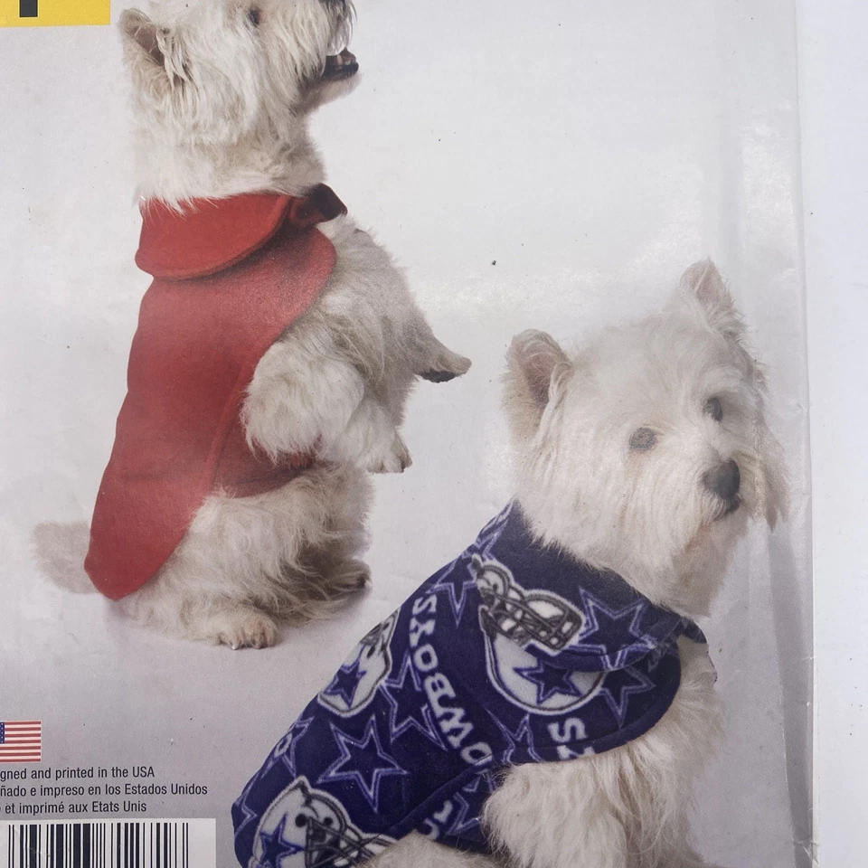 Simplicity Sewing Pattern A1271 Dog Clothes Size XS S M Uncut - Image 3 of 4