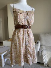 FARM Rio Multicolor Floral Midi Dress S A-Line Square Neck Button Front Strappy