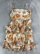 Fashion Nova Women’s Medium Floral Ruffle Layered Dress Strappy Ribbed Summer