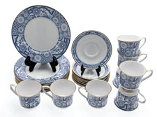 Caverswall England (Royal Warrant Co.) Service for 8 Tea Cups Saucers Geisha