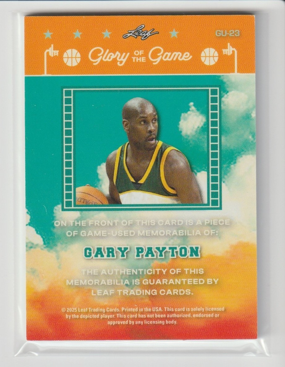 2025 Leaf Glory of the Game Gary Payton Game Used PATCH Jersey Card #D 3/5 !!! view 2