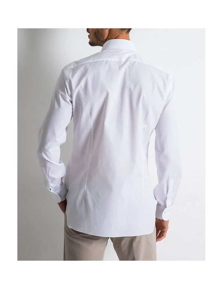 CAMICIA UOMO BARBA NAPOLI colore bianco liscio PZ8100 - Immagine 2 di 4