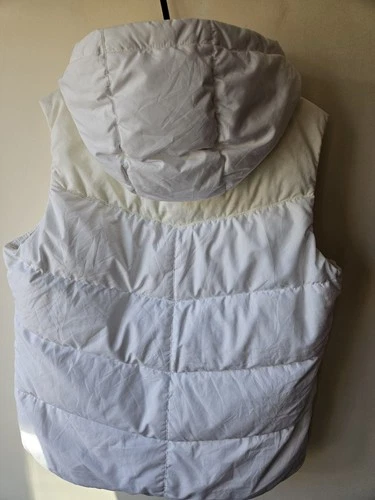 Vintage Nike Allure Down Puffer Vest Women’s XL White Cream Y2K Gilet Hooded image 2