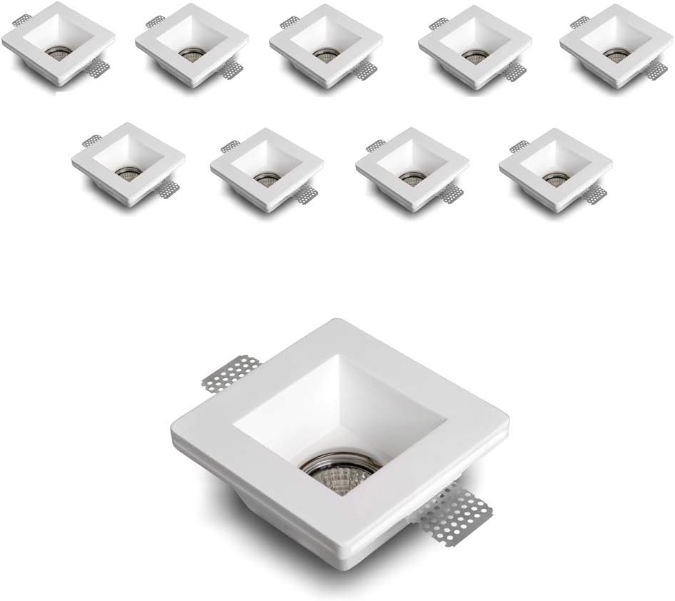 Faretto Gesso Incasso Quadrato GU10 - Kit Montaggio Facile Cartongesso