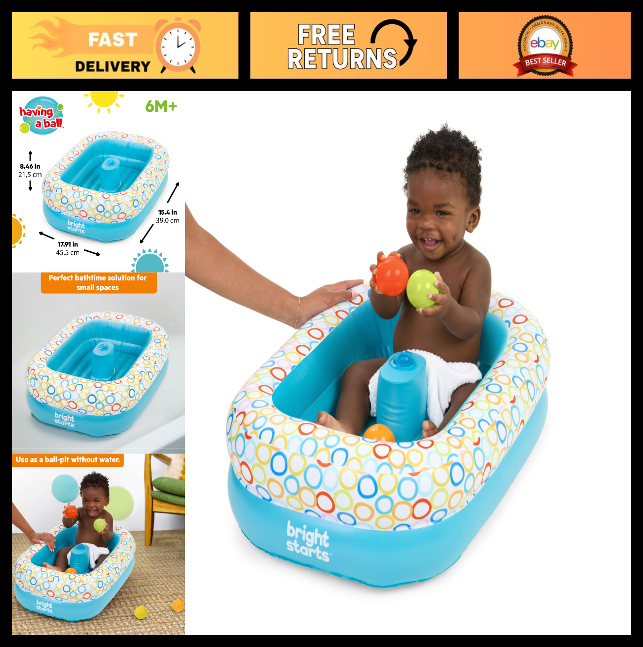 2-2 in-1 Inflatable Baby Bath Tub and Ball