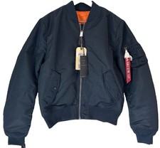 NWT Alpha Industries MA-1 Flight Bomber Jacket Blue Slim Fit Medium