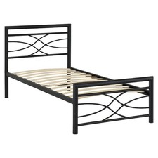 Single Bed Frame 3ft Kelly Metal Black Kids Bedroom Furniture with Sprung Slats