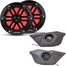 Rockford Fosgate M1-65B Black Grill 6.5" Marine Coaxials SSV Works Front Spea...