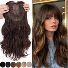 18" Free Part Women Topper Real As Human Hair Top Toupee Piece Clip in Hairpiece