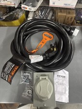 25FT 50 Amp Generator Cord and Power Inlet Box NEMA 14-50P/SS2-50R STW