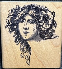 Art Nouveau Beautiful Woman Rubber Stamps Of America Vintage Wood Mounted