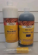 Fiebings Resolene Neutral  & Navy Blue Leather Dye Solvent Based 32 oz (B1-D12)
