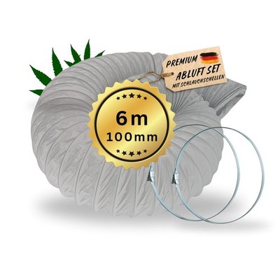 Komplett Set Grow Abluft  Schlauch + Schellen 100mm 6m für Grower Growbox Zelt