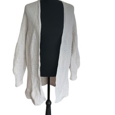 Gap For Good Textured Open Front Cardigan Sweater Cream White Chunky Knit Small