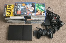 PlayStation 2 PS2 Slim Console Bundle Black (SCPH-75003) Tested 15 Games 