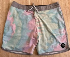 Quiksilver SURFSILK Scallop Disty Tie Dye Acid Wash Print Boardshorts Size 38