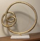14” Modern Art Gold Looping Abstract Textured Sculpture Marble Base Heavy 4lbs. — photo 5