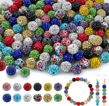 120Pcs Mixed Color 10Mm Rhinestone Beads for Jewelry Making, Multicolor round Sp