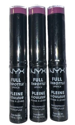 (Pack Of 3) NYX Full Throttle Waterproof Lipstick #FTLS05 TRICKSTER (New/Sealed)
