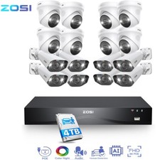 ZOSI 16CH 4K 8MP POE Security Camera System NVR 4TB Audio AI Car Detect H.265 
