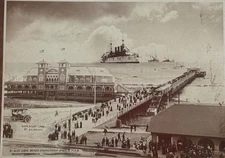 Original 1906 Long Beach CA Convention Hall Pier Photo Print G.C. Hovey Antique