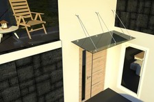 Glas Vordach V2A Edelstahl 200x90 cm