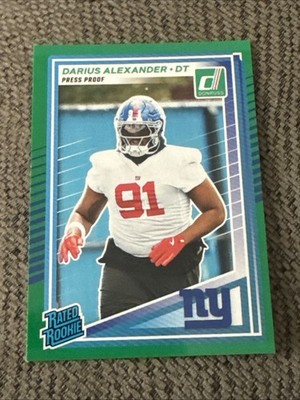 2025 Donruss Rated Rookie Green Press Proof Darius Alexander 379 NY Giants 2T