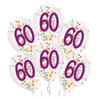 Partydeko Luftballon Ballon Zahl 60 Mit Konfetti 27,5 Cm 6 StÜCk Neu Ovp