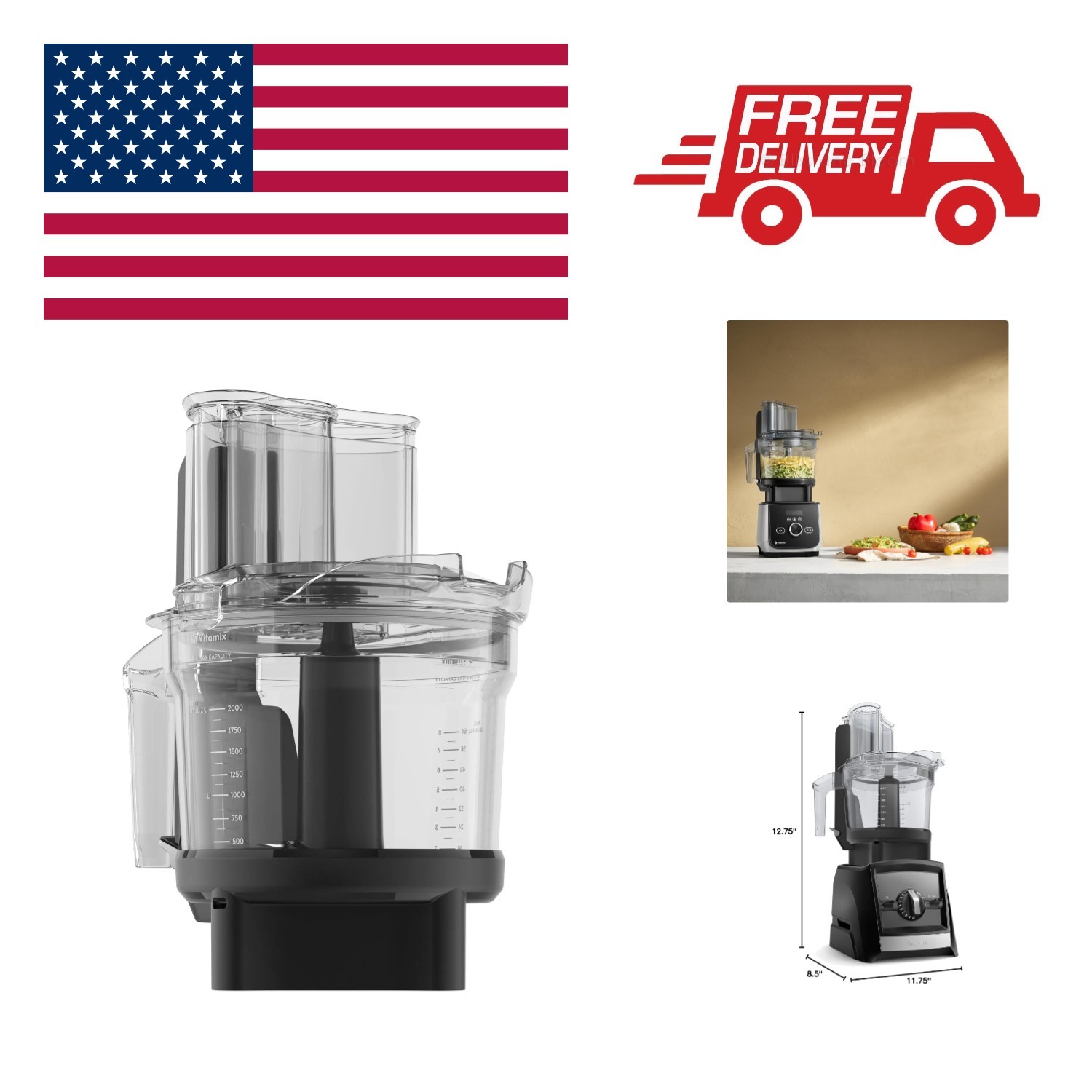 Vitamix 12-Cup Food Processor Attachment with SELF-DETECT, B