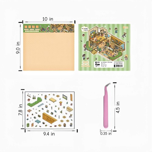 6 Escenas - Pegatinas 3D Hágalo Usted Mismo Escenas con Pinzas, Pegatinas Impermeables y Reutilizables - Imagen 4 de 9