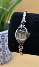 Elgin Manual Wind Up Diamond Accent Vintage Ladies Cocktail Watch 10K G.F. Bezel