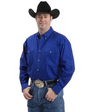 Roper Western Shirt Mens L/S Solid Button Blue 03-001-0665-0031 BU