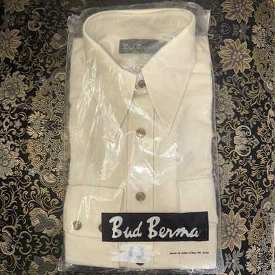  Vintage BUD BERMA Men's Long Sleeve Flannel  Medium Shirt  original packaging 