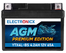 Electronicx AGM Motorcycle Battery 12V 4Ah - Compatible with 50314, CBTX4L-BS, GT4L