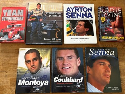 7 Formula 1 F1 Books Senna Schumacher Villeneuve Coulthard Montoya Eddie Irvine