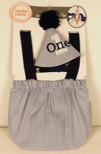 Wonder Nation Baby Boys 1st Birthday Suspenders Set Size 12m-18m Photo Shoot New
