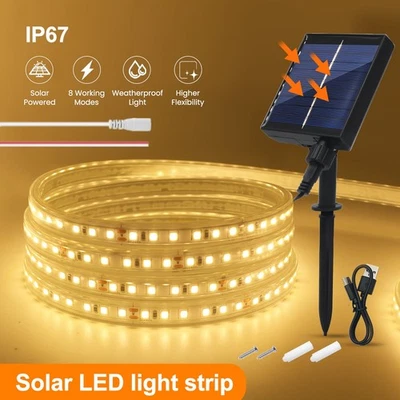 IP68 Solar LED Streifen 12V 24V Stripe Lichtband Lichtschlauch 2835 Auen Garten - Bild 1 von 4