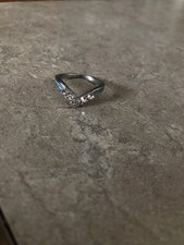 Turquoise with Clear Gemstones Ring size 7 EUC