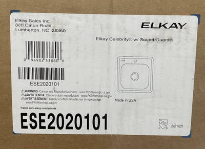 Elkay ESE2020101 Celebrity 1-Hole Single Bowl Drop-in Laundry Sink - READ