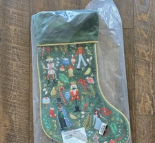 Pottery Barn Rifle Paper Co. Nutcracker Embroidered Stocking NEW