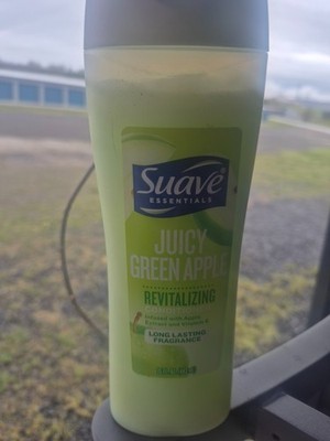 Suave Essentials Shampoo Juicy Green,4 bottles Apple 15 fl oz, one or 6 case box